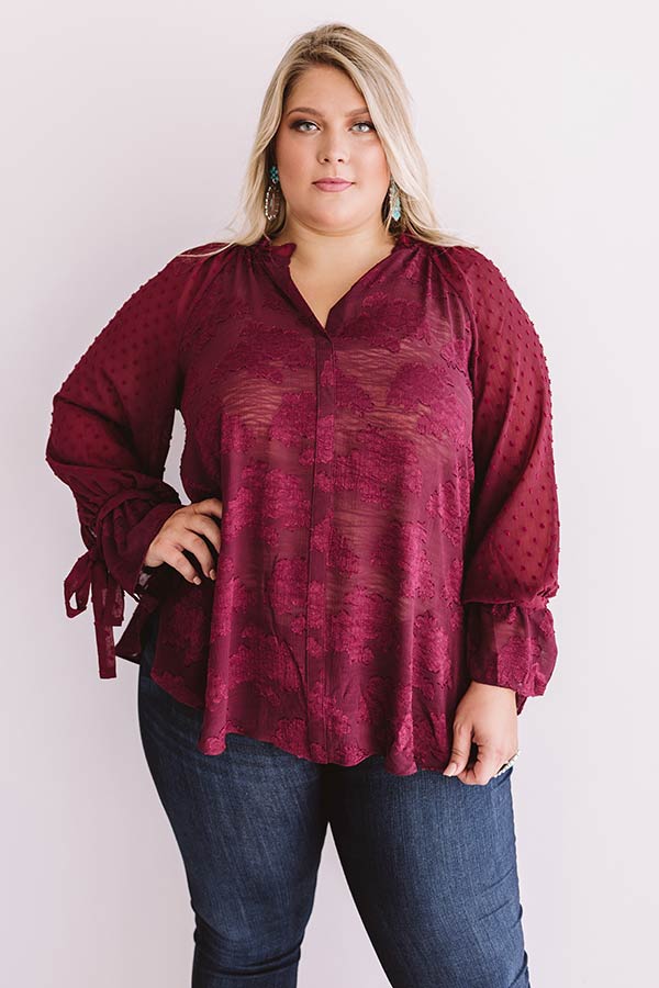 Premium Wine Curves Shift Top - Plus Size Elegance