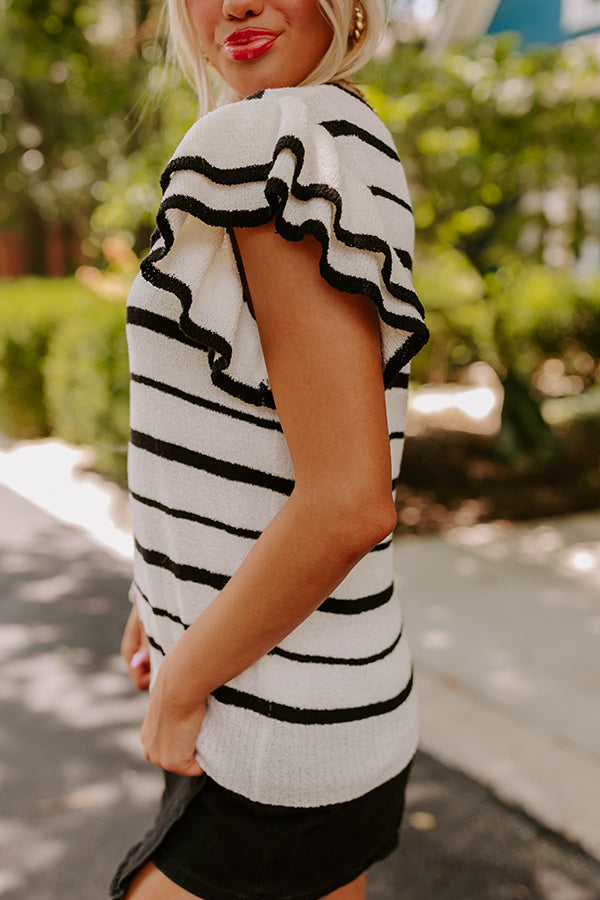 Ultimate Sweet Charmer Knit Stripe Top - White