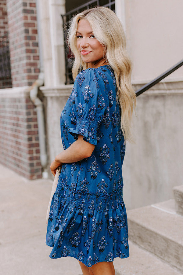 Ultimate Charleston Floral Mini Dress in Blue - Casual Elegance Redefined