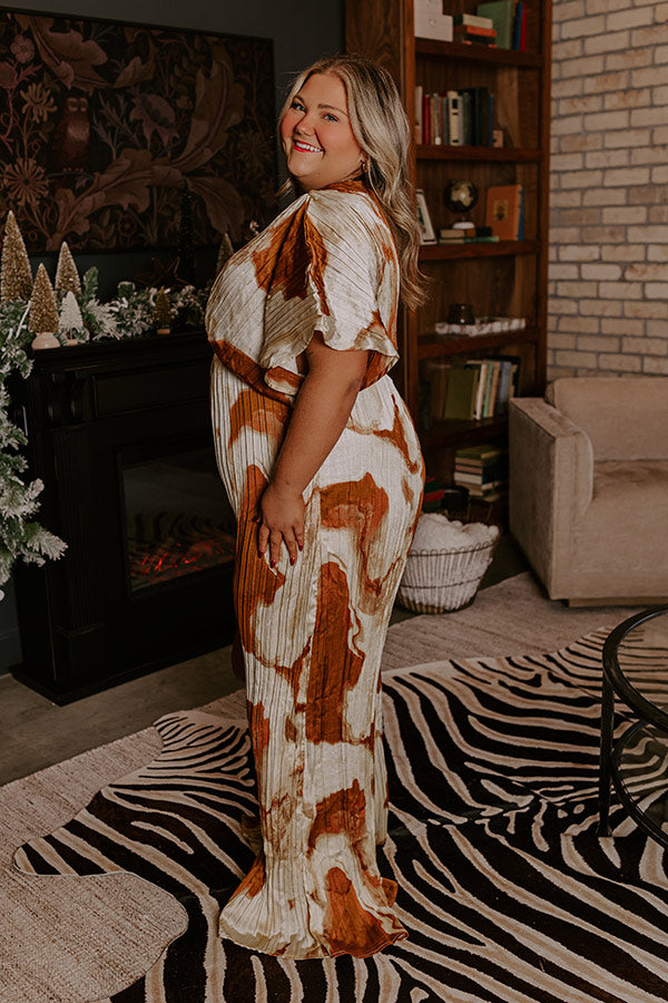 Ultimate Miami Date Night Pleated Jumpsuit - Brown Curves