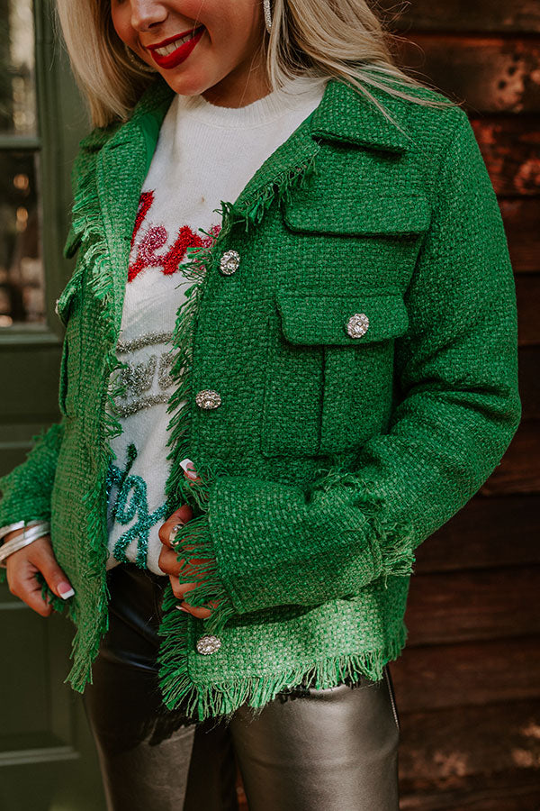 Premium Wool-Blend Tweed Jacket in Green - Ultimate Style Upgrade