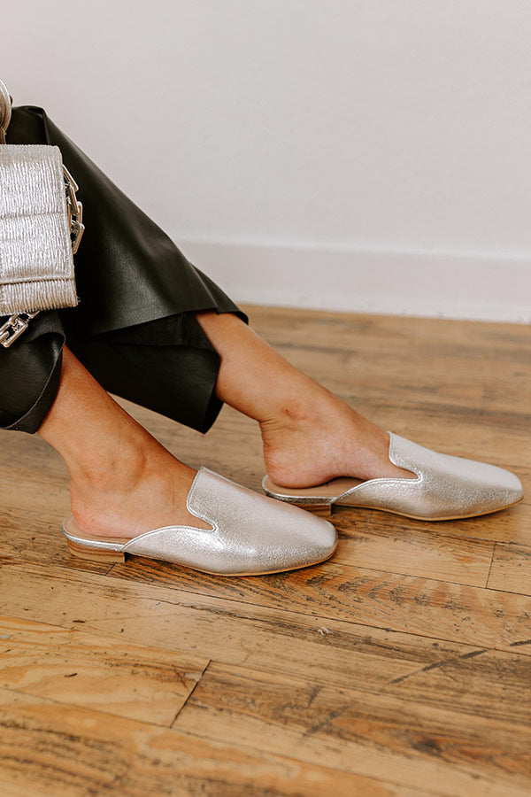 Premium Metallic Silver Spotlight Flat Shoes