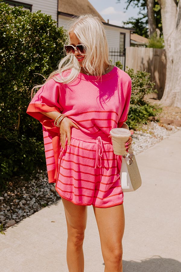Ultimate Summer Comfort: Dockside Cutie Knit Shorts in Pink