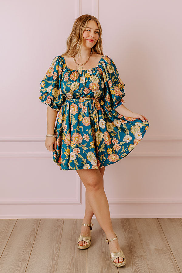 Premium Teal Floral Mini Dress - Ultimate Style Upgrade