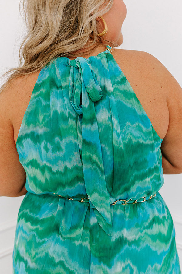 Premium Gala Glam Watercolor Jumpsuit - Green Curves Edition