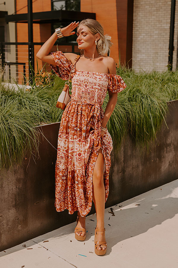 Premium Floral Midi Dress - Chasing Sunsets Collection