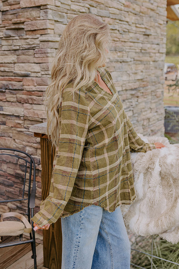 Premium Hayride Happiness Vintage Wash Plaid Tunic - Olive Edition