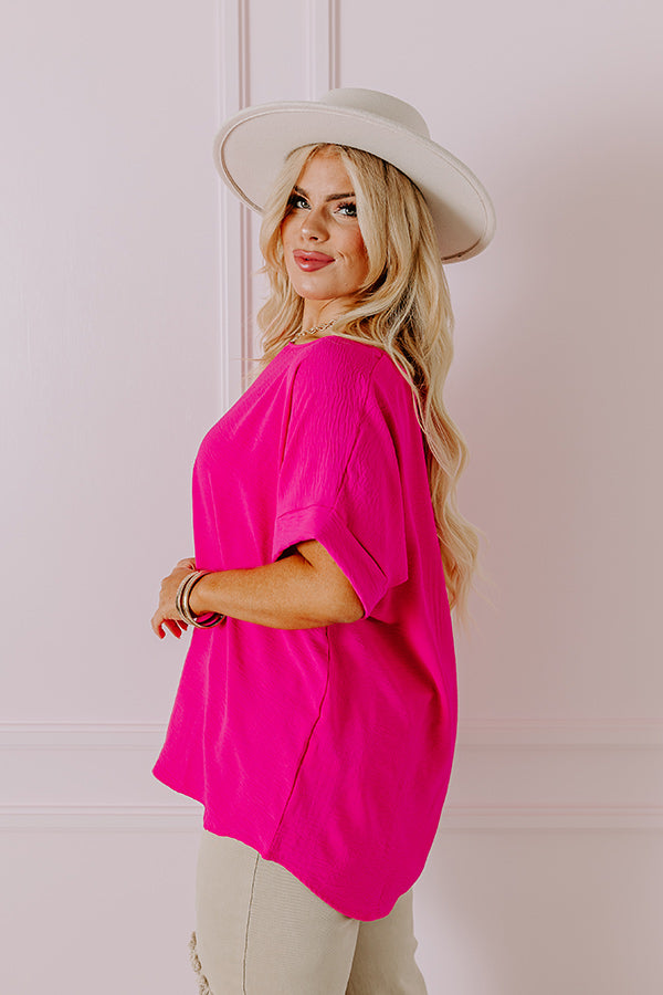 Ultimate Hot Pink Curves Shift Top - Premium Flowy Design