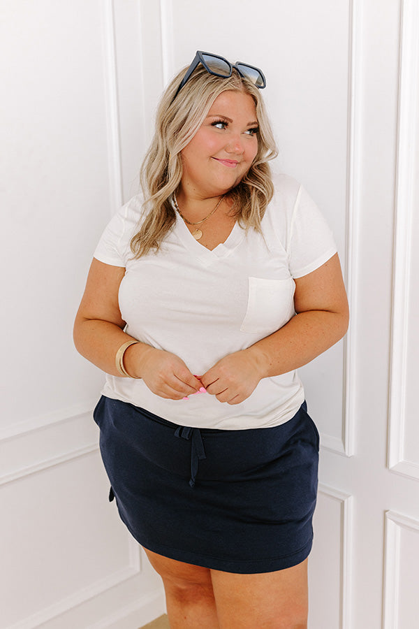 Premium Casual Convo Shift Tee - Ivory Curves | Ultimate Comfort & Style