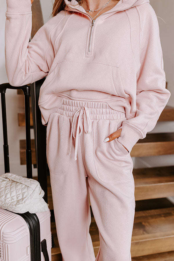 Premium Cozy Coffee Run Pants - Soft Pink