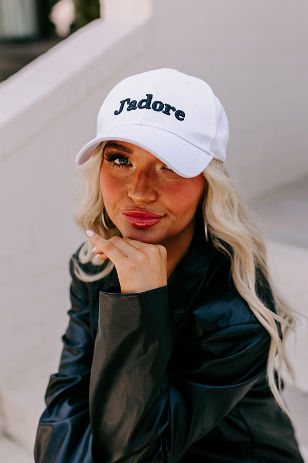 J'adore Premium Embroidered Baseball Cap - White