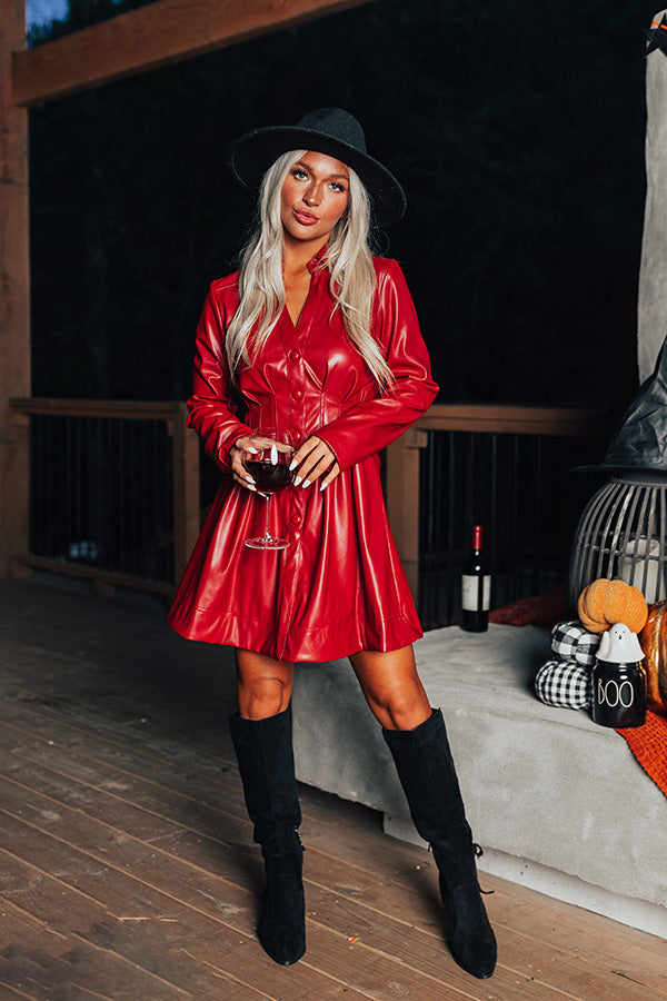 Ultimate Crimson Faux Leather Dress - Premium Night Out Essential