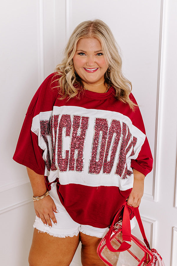 Ultimate Game Day Sequin Touchdown Tee - Red Curves