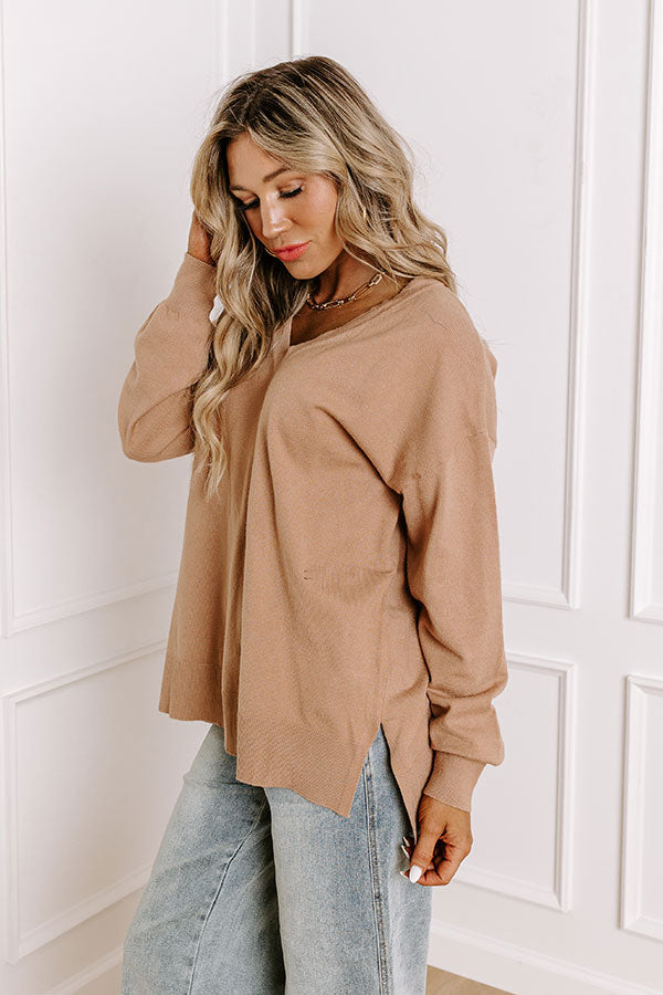 Ultimate Cozy V-Neck Sweater in Iced Mocha