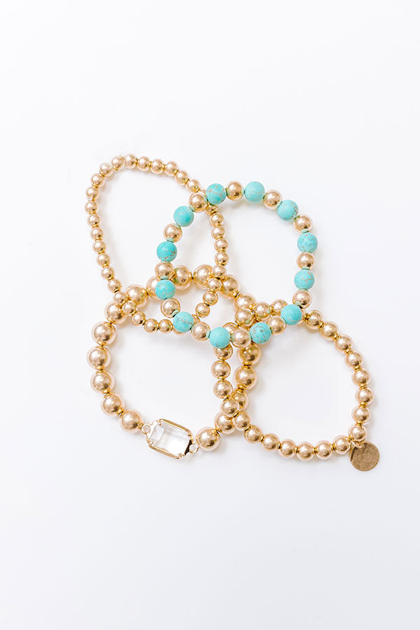 Ultimate Glam Stretch Bracelet Set in Turquoise - Premium Style Upgrade