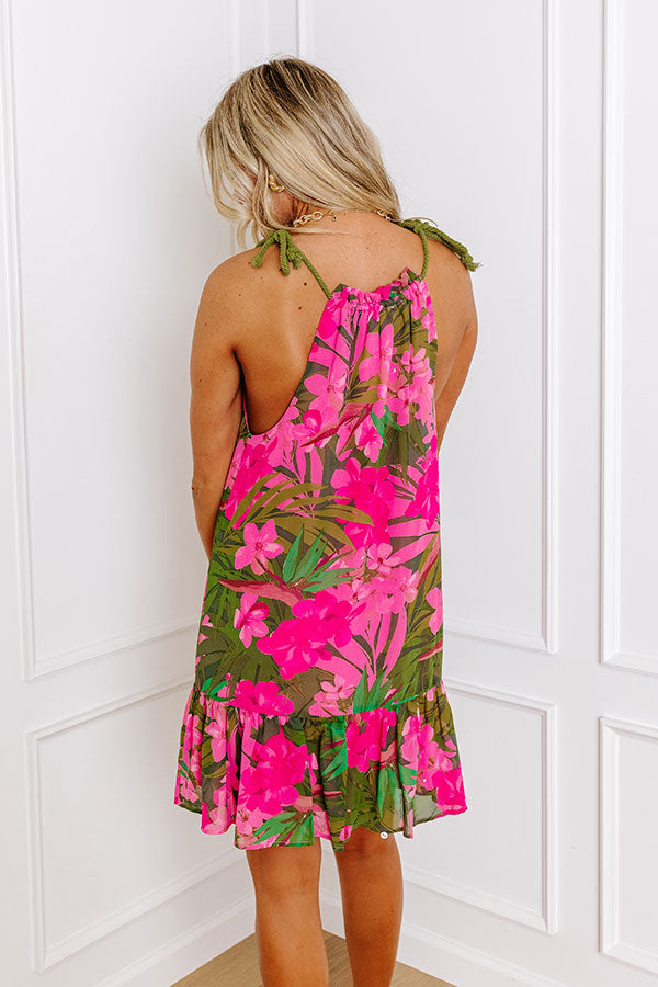 Premium Tropical Floral Mini Dress for Summer Vibes