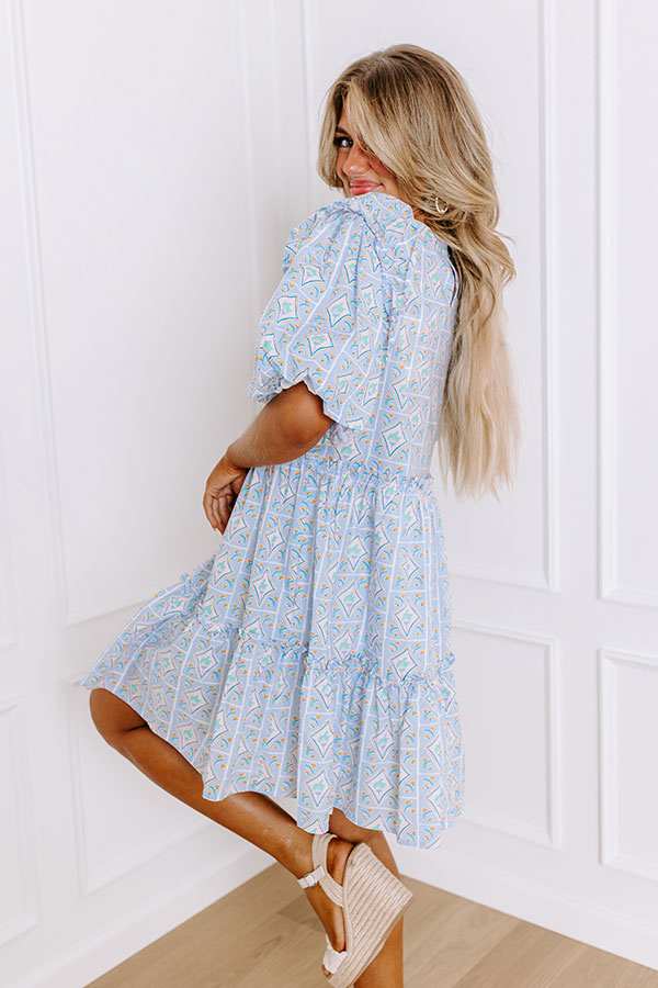 Ultimate Sunday Brunch Dress - Light Blue Ruffle Mini Dress