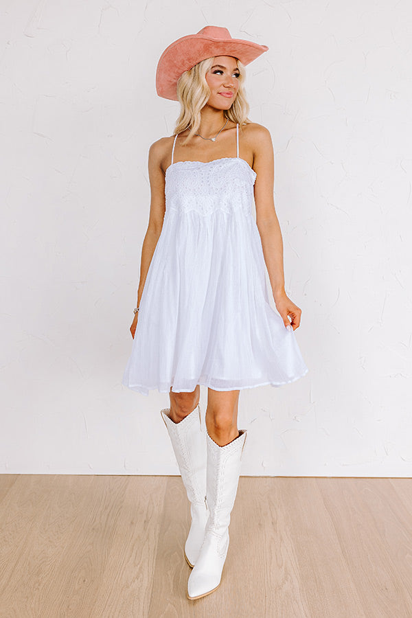 Ultimate Coastal Flair Eyelet Mini Dress in White | Summer Style Essential