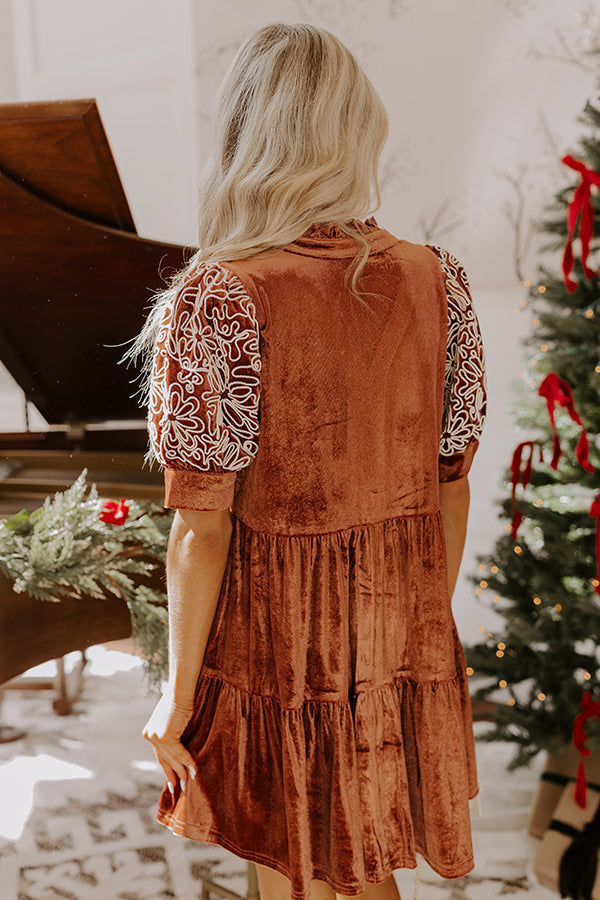 Premium Velvet Mini Dress: Cinnamon Charm