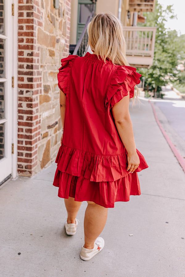 Ultimate Game Day Ruffle Mini Dress - Crimson Curves Collection