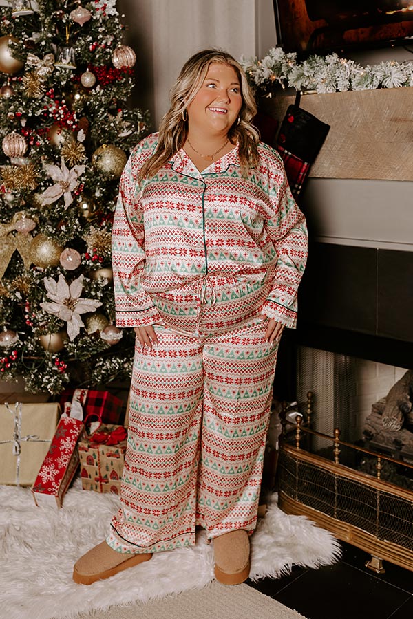 Premium Christmas Morning Satin Pajama Pants for Curves