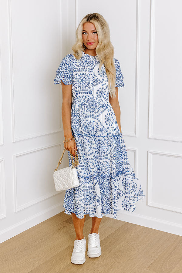 Premium Brunch & Bubbly Eyelet Midi Dress