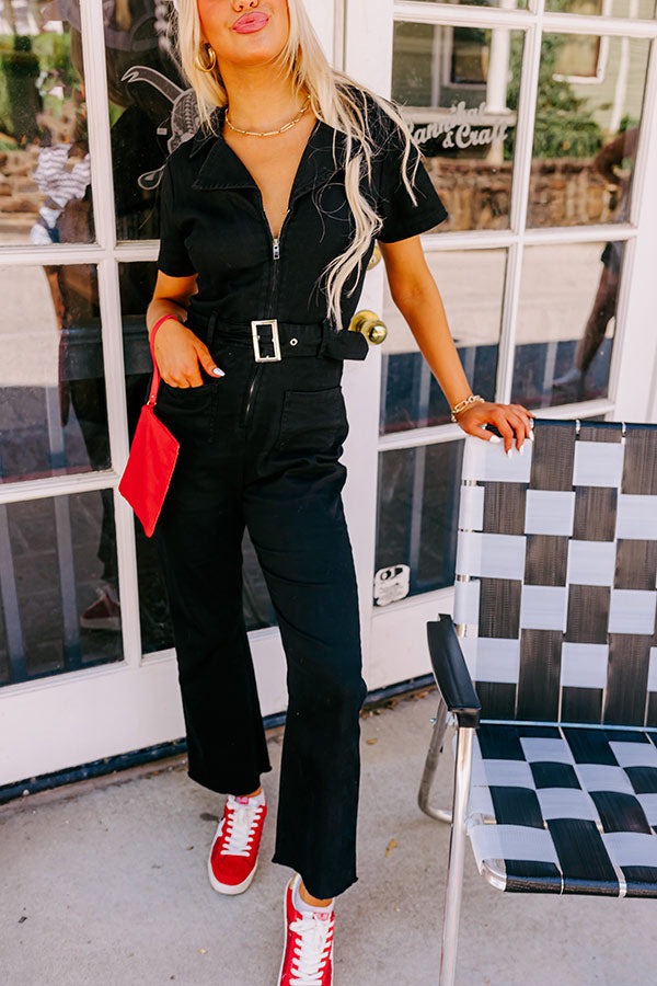 Ultimate Charisma Black Denim Jumpsuit - Premium Stretch Fit