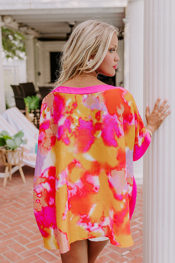 Premium Bellinis Summer Caftan Top in Vibrant Pink