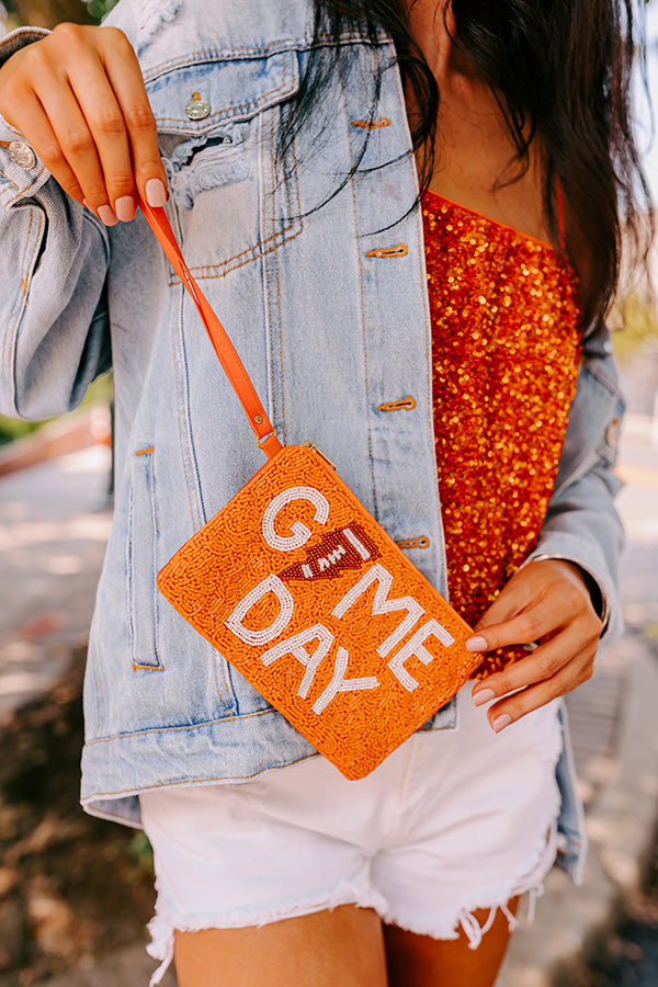 Ultimate Game Day Orange Beaded Clutch