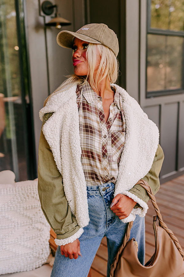 Premium Sherpa-Lined Denim Jacket in Olive - Ultimate Fall Style