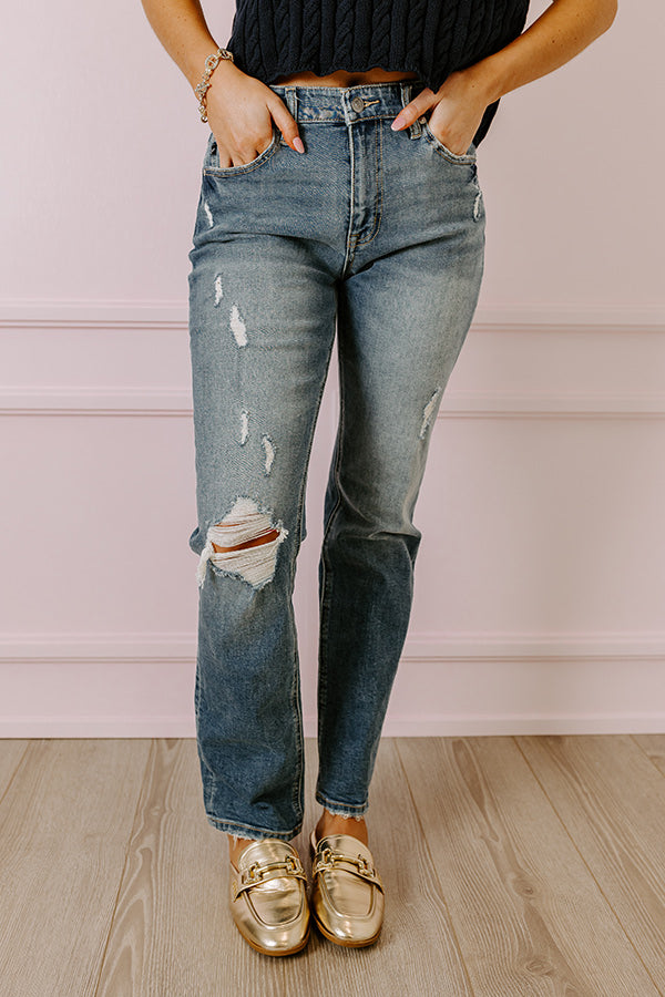 KanCan Reese Premium High Waist Distressed Straight Leg Jean