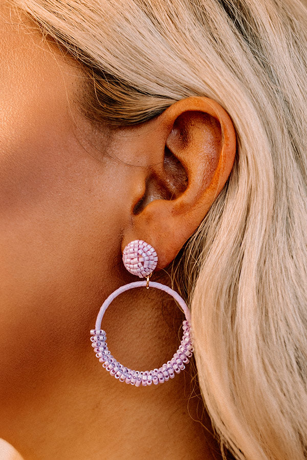 Premium Lavender Beaded Hoop Earrings - Wait And Smile Collection