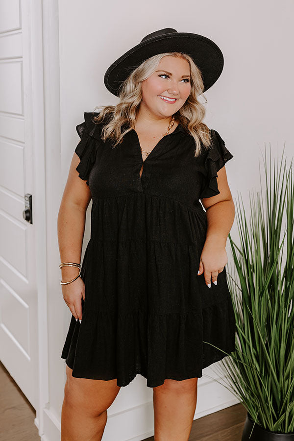 Ultimate Linen-Blend Babydoll Dress - Black Curves