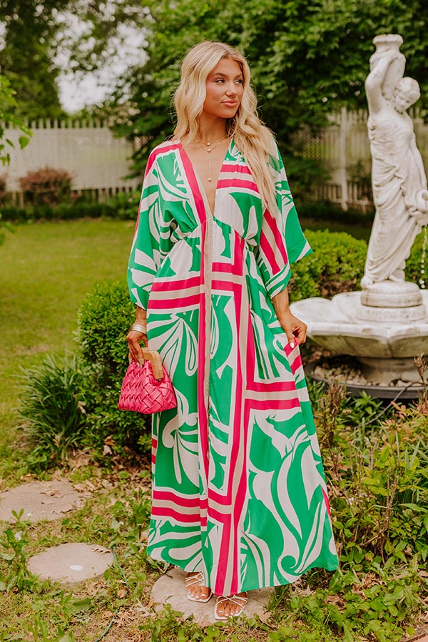 Premium Summer Maxi Dress - Green Sangria Elegance