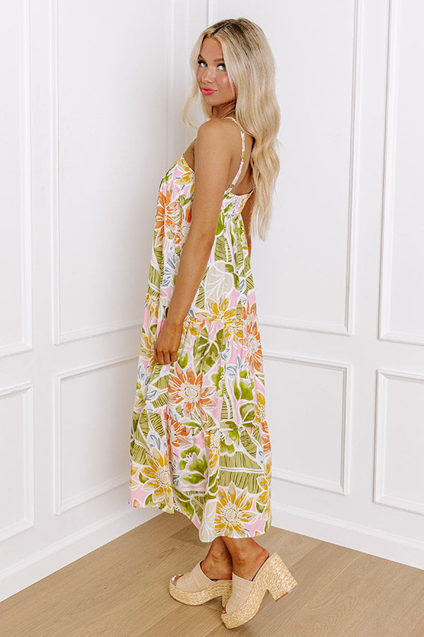 Premium Talk Of The Tropics Midi Dress - Floral Elegance