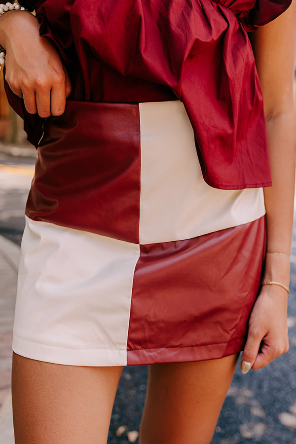 Ultimate Varsity Faux Leather Skort - Maroon Edition