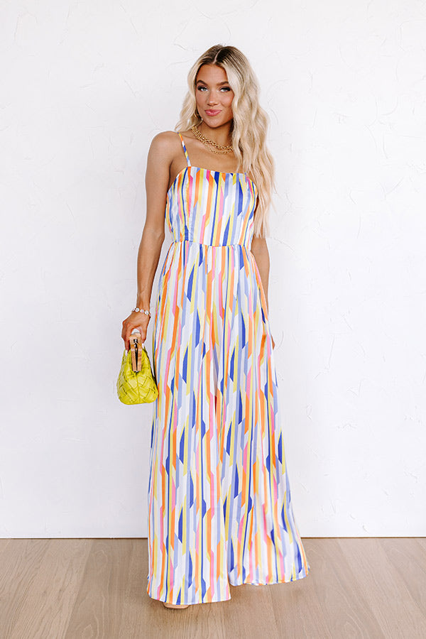 Ultimate Satin Stripe Jumpsuit - Vibrant Blue