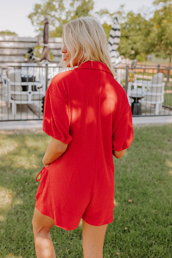 Premium Lakeside Chic Romper in Red