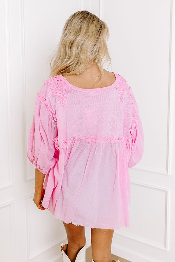 Premium Serenity Song Babydoll Top - Flowy Pink Elegance