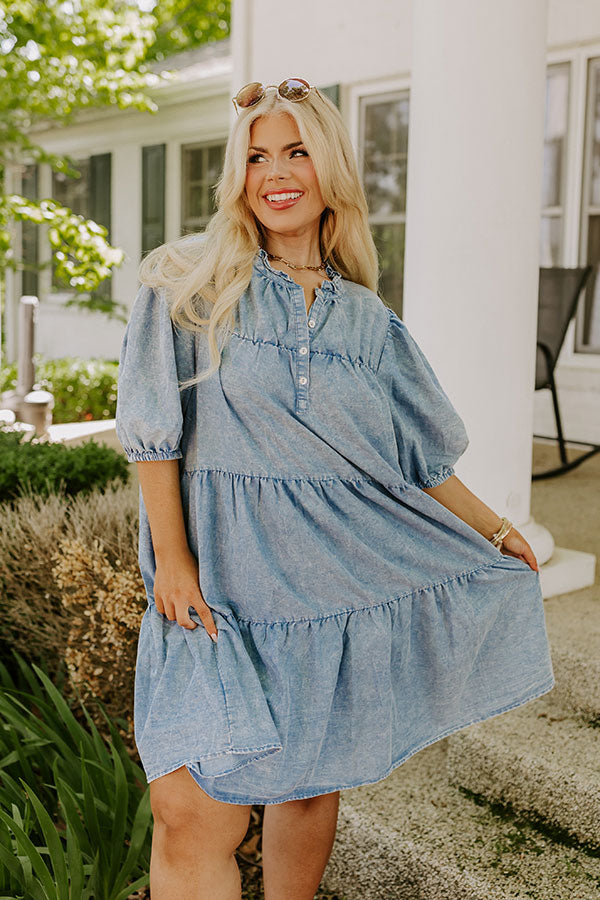 Ultimate Downtown Daze Chambray Mini Dress - Curves Edition