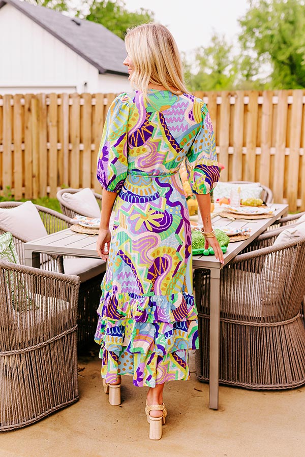 Premium Coastal Sunset Wrap Dress