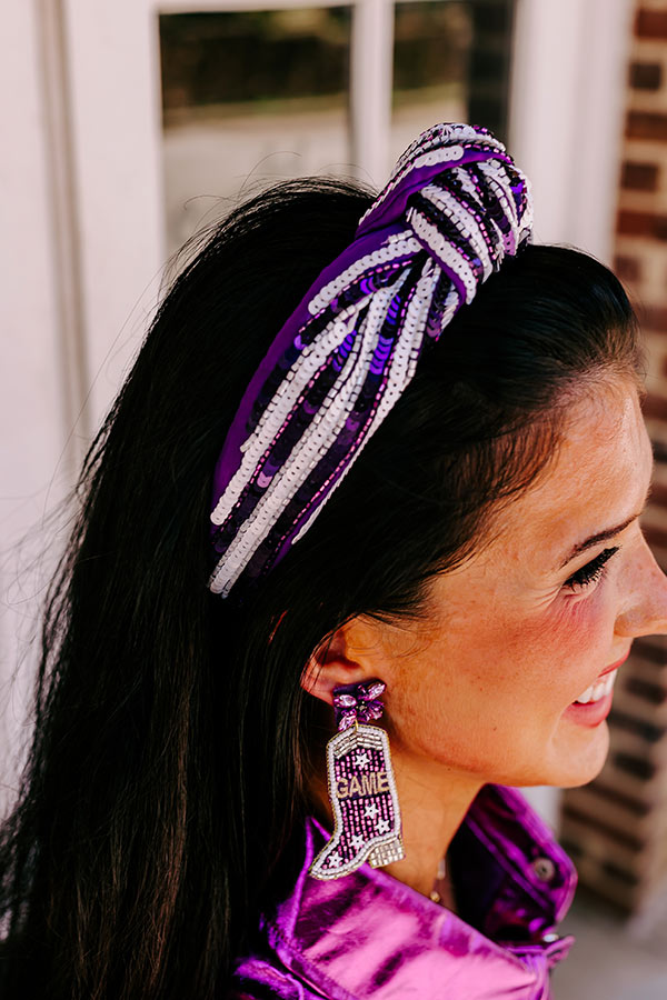 Ultimate Purple/White Sequin Game Day Headband