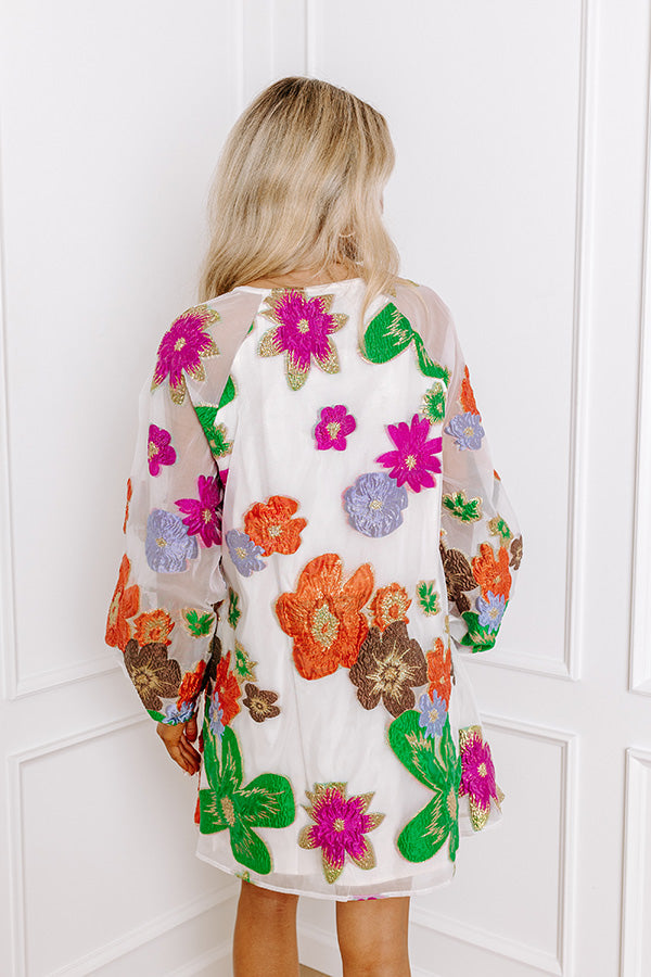 Ultimate Floral Jacquard Mini Dress - Brilliant Blooms