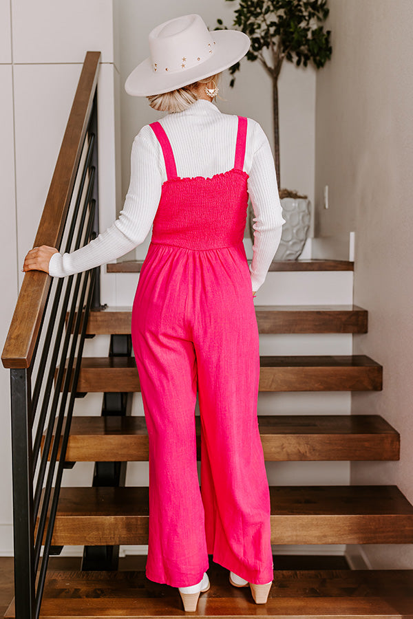 Ultimate Hot Pink Smocked Jumpsuit - Premium Style Statement