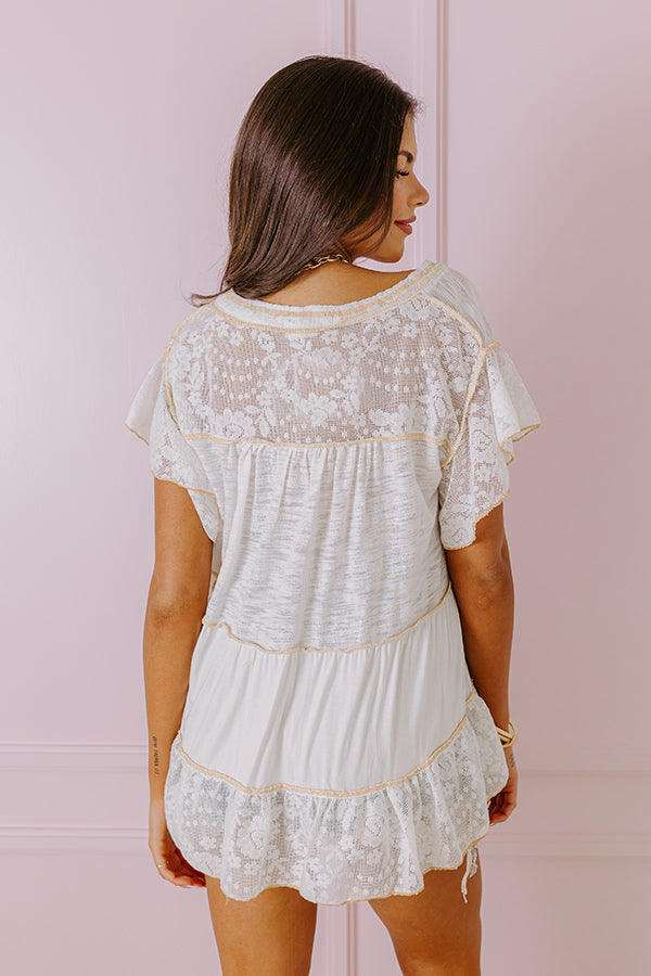 Ultimate Springtime Sips Lace Babydoll Top - White