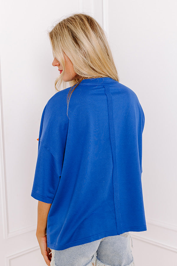 Ultimate Touchdown Sequin Oversized Tee - Team Spirit Blue