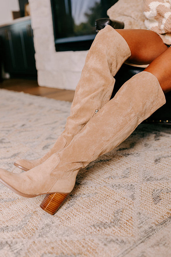 Premium Juliet Faux Suede Thigh High Boots - Ultimate Style in Iced Latte