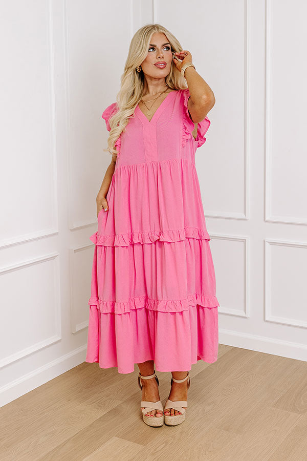 Premium Patio Days Midi Dress - Pink Curves