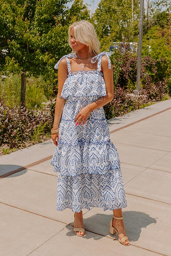 Ultimate Bliss Tiered Eyelet Midi Dress