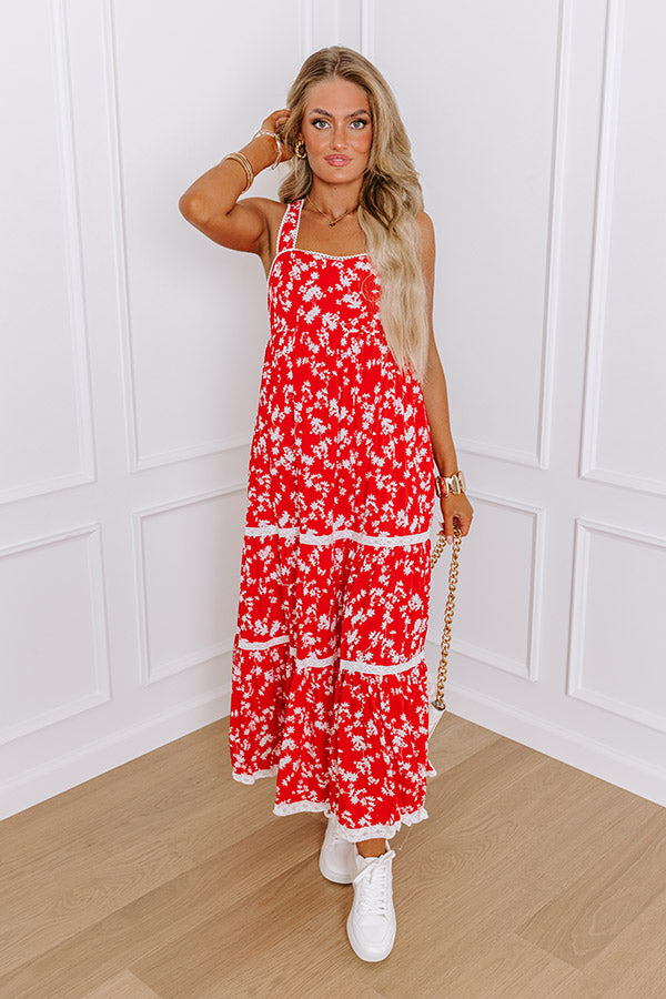 Premium Southern Charm Floral Maxi Dress in Red | Ultimate Summer Style